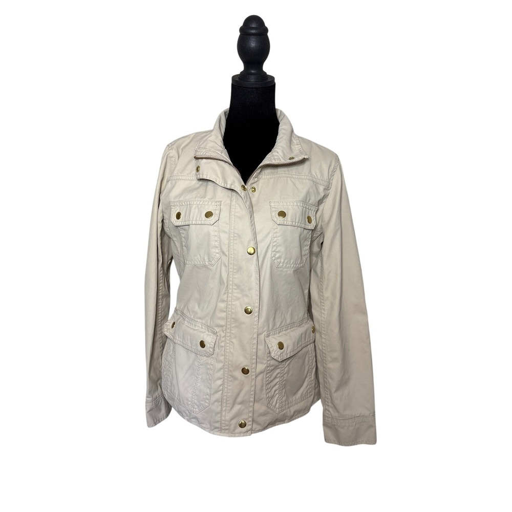 J.Crew Women's Downtown Field Khaki Jacket Utility Cotton Size Small - Picture 2 of 11